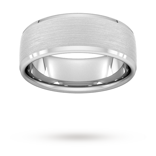 8mm Traditional Court Heavy Polished Chamfered Edges With Matt Centre Wedding Ring In 9 Carat White Gold - Ring Size T