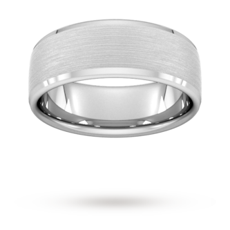 Goldsmiths 8mm Traditional Court Heavy Polished Chamfered Edges With Matt Centre Wedding Ring In 9 Carat White Gold