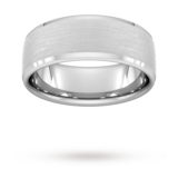 Goldsmiths 8mm Traditional Court Heavy Polished Chamfered Edges With Matt Centre Wedding Ring In 9 Carat White Gold