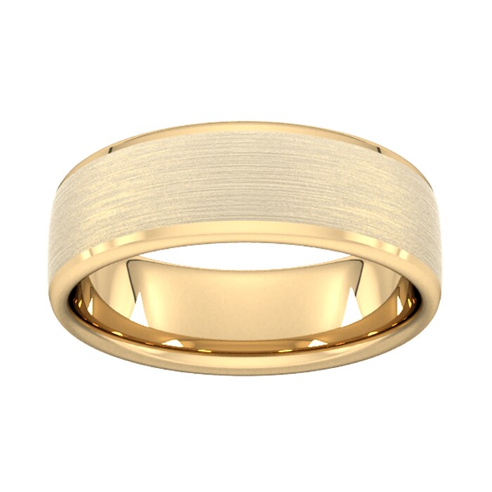 Goldsmiths 7mm Traditional Court Standard Polished Chamfered Edges With Matt Centre Wedding Ring In 9 Carat Yellow Gold - Ring Size S