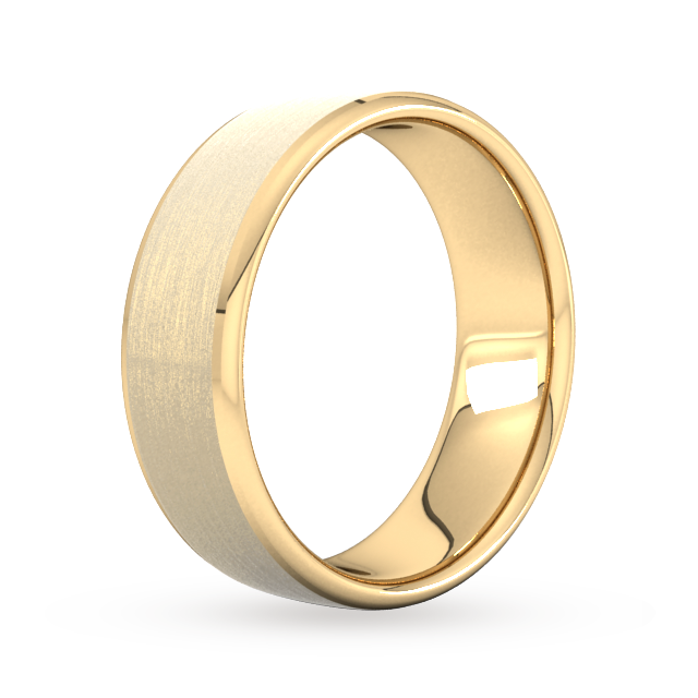 Goldsmiths 7mm Traditional Court Standard Polished Chamfered Edges With Matt Centre Wedding Ring In 9 Carat Yellow Gold