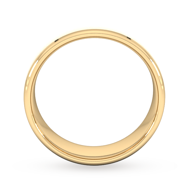 Goldsmiths 7mm Traditional Court Standard Polished Chamfered Edges With Matt Centre Wedding Ring In 9 Carat Yellow Gold