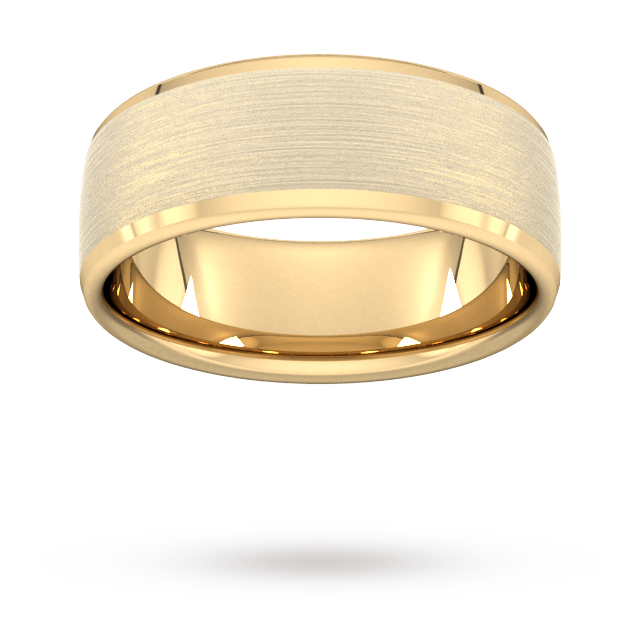 8mm Traditional Court Standard Polished Chamfered Edges With Matt Centre Wedding Ring In 9 Carat Yellow Gold - Ring Size O