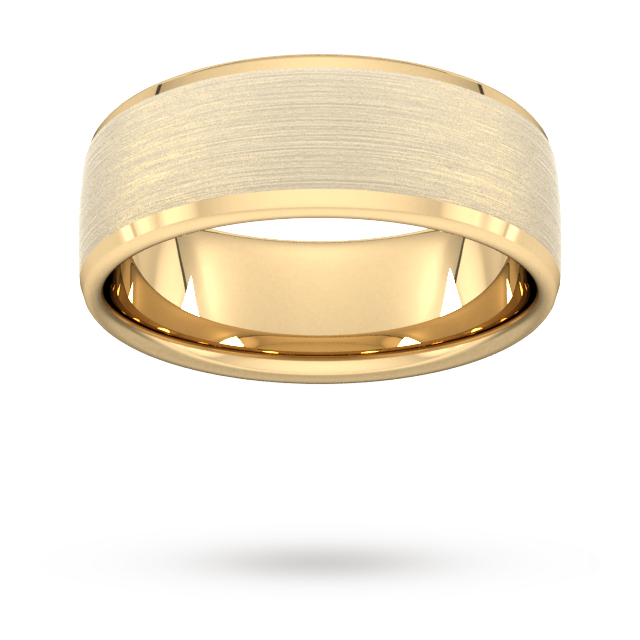 Goldsmiths 8mm Traditional Court Standard Polished Chamfered Edges With Matt Centre Wedding Ring In 9 Carat Yellow Gold - Ring Size S