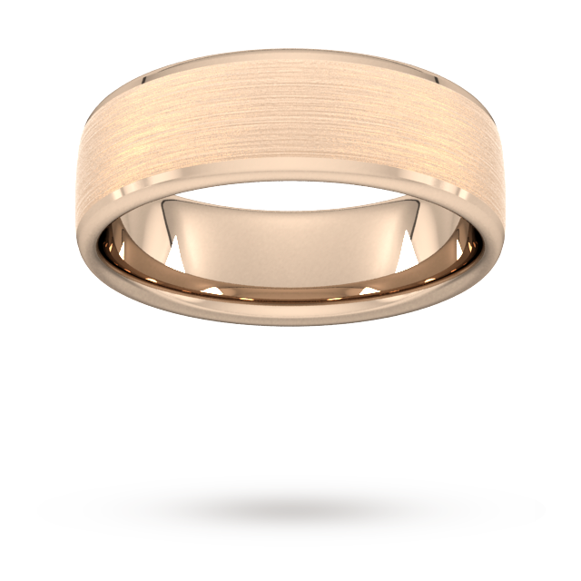 Goldsmiths 7mm Traditional Court Standard Polished Chamfered Edges With Matt Centre Wedding Ring In 9 Carat Rose Gold