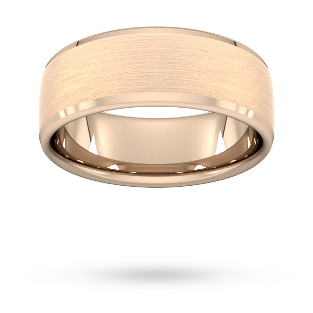 8mm Traditional Court Standard Polished Chamfered Edges With Matt Centre Wedding Ring In 9 Carat Rose Gold - Ring Size Q