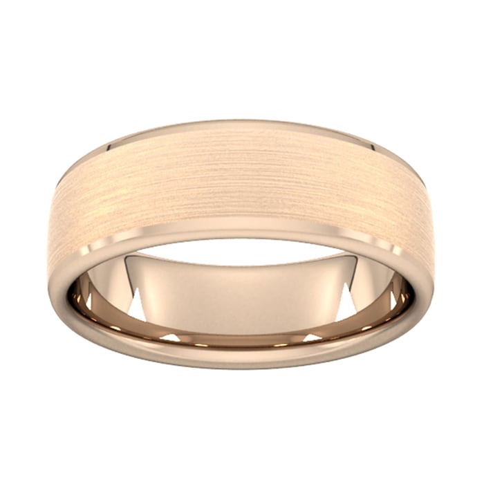 Goldsmiths 7mm Traditional Court Heavy Polished Chamfered Edges With Matt Centre Wedding Ring In 9 Carat Rose Gold