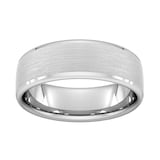 Goldsmiths 7mm Traditional Court Standard Polished Chamfered Edges With Matt Centre Wedding Ring In 18 Carat White Gold