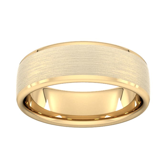 Goldsmiths 7mm Traditional Court Standard Polished Chamfered Edges With Matt Centre Wedding Ring In 18 Carat Yellow Gold