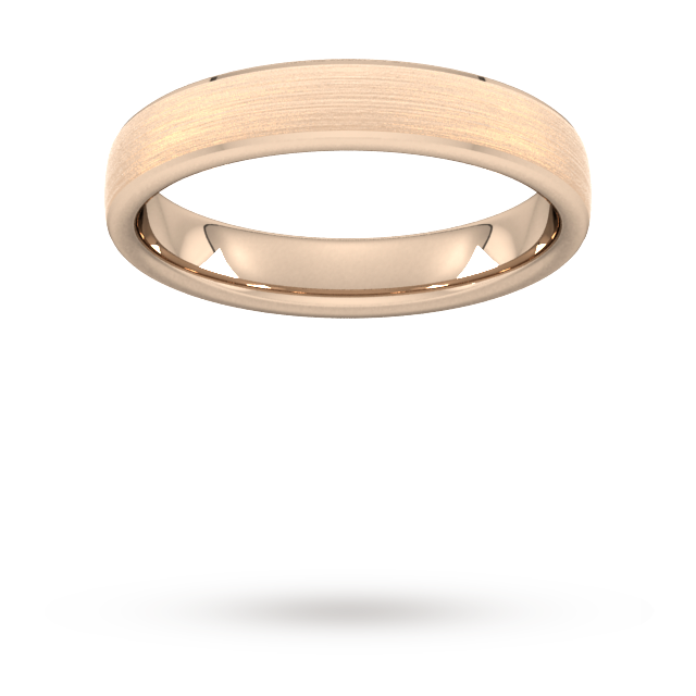 Goldsmiths 4mm Traditional Court Standard Polished Chamfered Edges With Matt Centre Wedding Ring In 18 Carat Rose Gold - Ring Size S