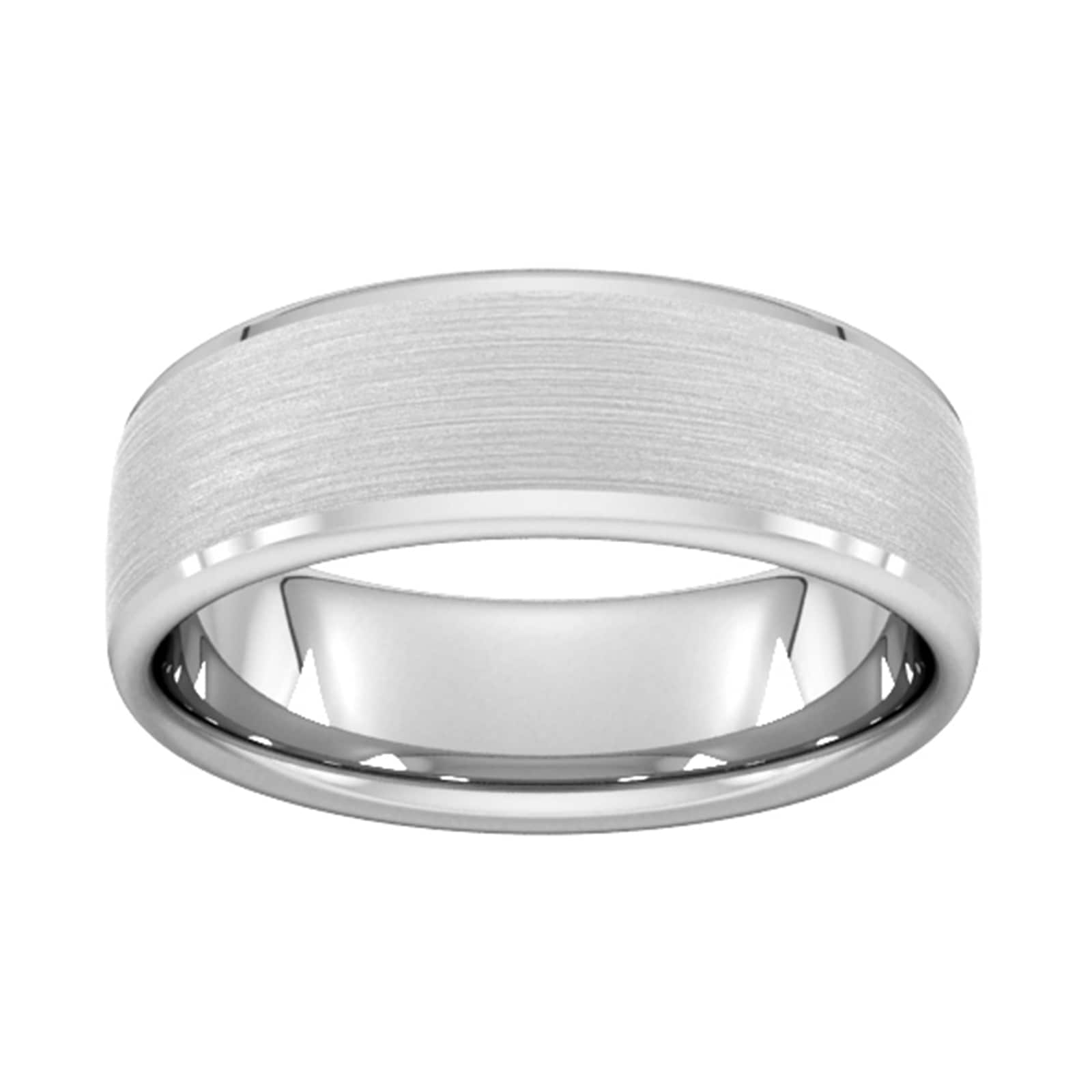 7mm Traditional Court Heavy Polished Chamfered Edges With Matt Centre Wedding Ring In Platinum - Ring Size P