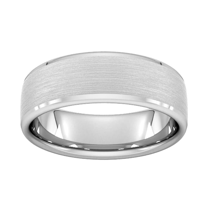 Goldsmiths 7mm D Shape Standard Polished Chamfered Edges With Matt Centre Wedding Ring In 9 Carat White Gold