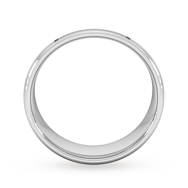Goldsmiths 7mm D Shape Standard Polished Chamfered Edges With Matt Centre Wedding Ring In 9 Carat White Gold - Ring Size X Goldsmiths 7mm D Shape Standard Polished Chamfered Edges With Matt Centre Wedding Ring In 9 Carat White Gold - Ring Size X