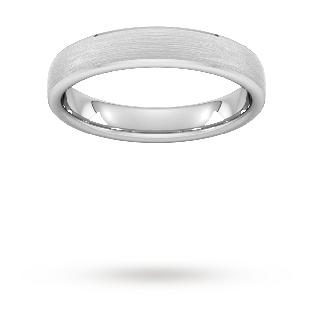 Goldsmiths 4mm D Shape Heavy Polished Chamfered Edges With Matt Centre Wedding Ring In 9 Carat White Gold - Ring Size M