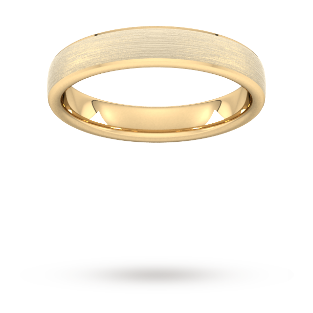 Goldsmiths 4mm D Shape Standard Polished Chamfered Edges With Matt Centre Wedding Ring In 9 Carat Yellow Gold - Ring Size P