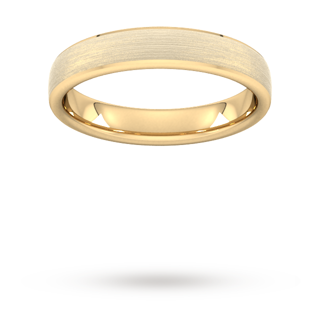 Goldsmiths 4mm D Shape Standard Polished Chamfered Edges With Matt Centre Wedding Ring In 9 Carat Yellow Gold - Ring Size Q