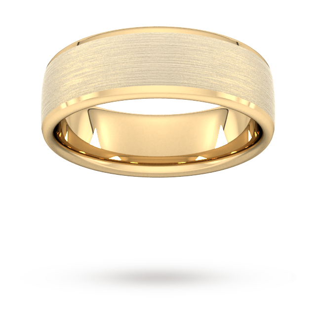 7mm D Shape Standard Polished Chamfered Edges With Matt Centre Wedding Ring In 9 Carat Yellow Gold - Ring Size R