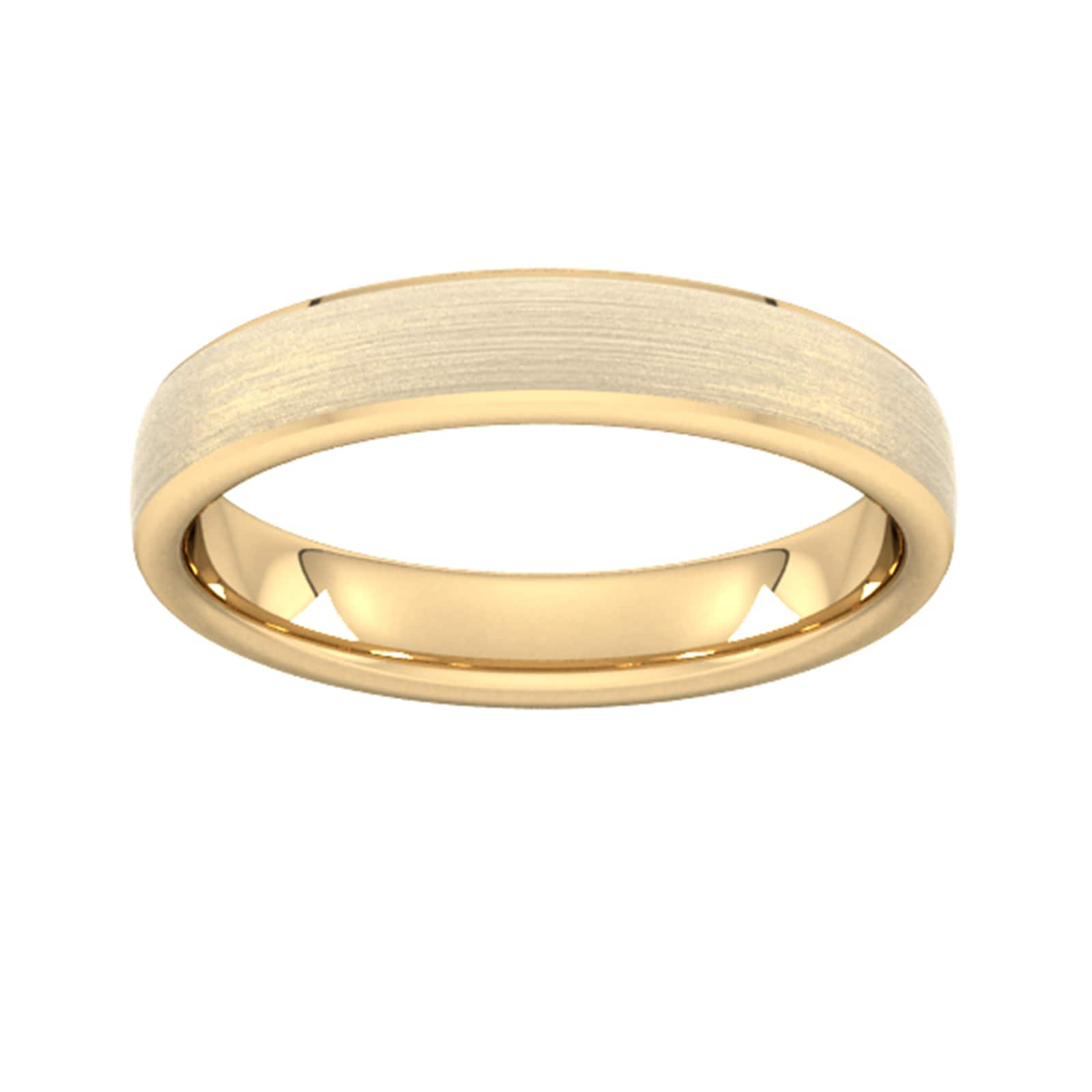 4mm D Shape Heavy Polished Chamfered Edges With Matt Centre Wedding Ring In 9 Carat Yellow Gold - Ring Size X