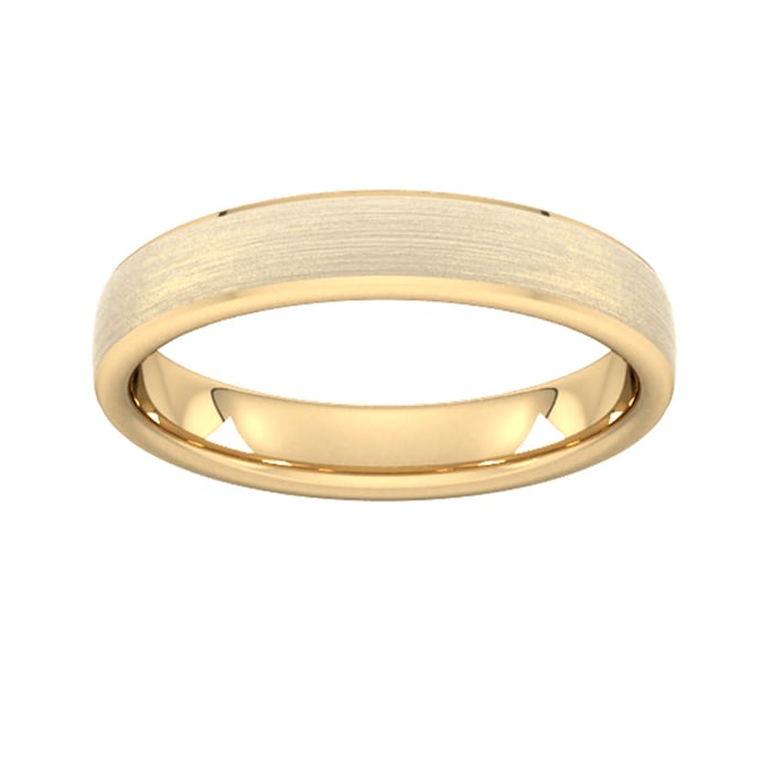 Goldsmiths 4mm D Shape Heavy Polished Chamfered Edges With Matt Centre Wedding Ring In 9 Carat Yellow Gold - Ring Size Y