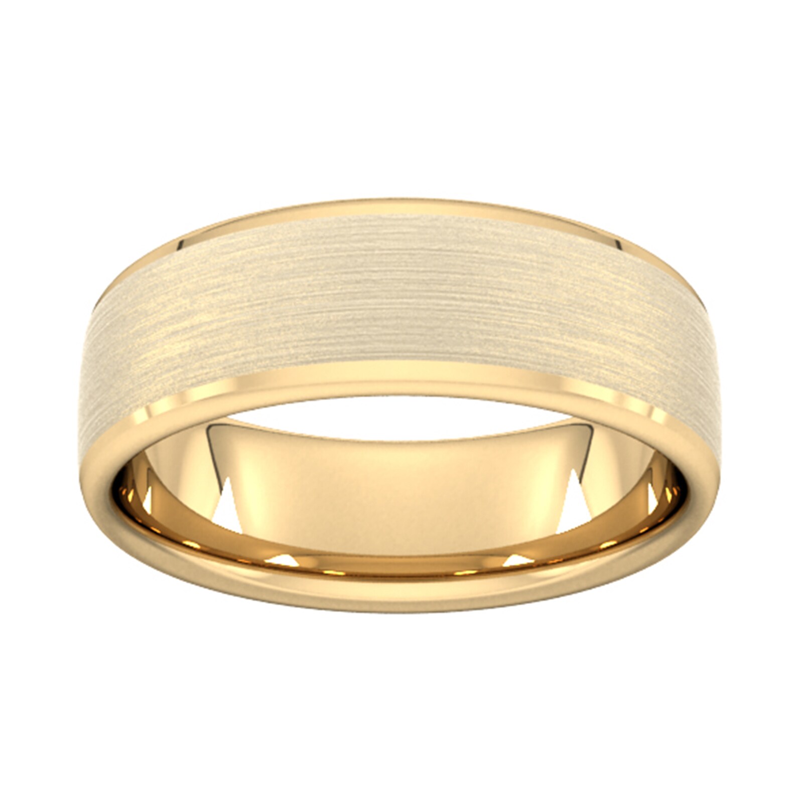 7mm D Shape Heavy Polished Chamfered Edges With Matt Centre Wedding Ring In 9 Carat Yellow Gold - Ring Size X