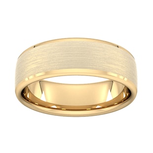 Goldsmiths 7mm D Shape Heavy Polished Chamfered Edges With Matt Centre Wedding Ring In 9 Carat Yellow Gold
