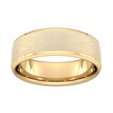 Goldsmiths 7mm D Shape Heavy Polished Chamfered Edges With Matt Centre Wedding Ring In 9 Carat Yellow Gold - Ring Size U