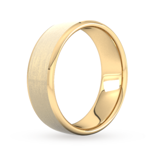 Goldsmiths 7mm D Shape Heavy Polished Chamfered Edges With Matt Centre Wedding Ring In 9 Carat Yellow Gold