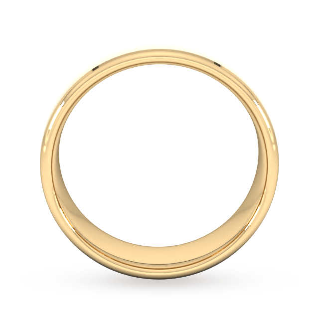 Goldsmiths 7mm D Shape Heavy Polished Chamfered Edges With Matt Centre Wedding Ring In 9 Carat Yellow Gold - Ring Size U