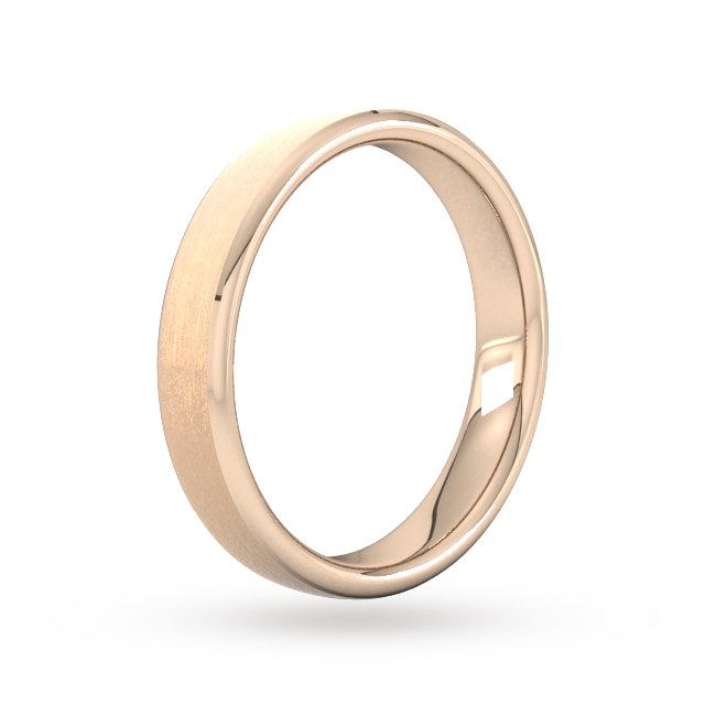 Goldsmiths 4mm D Shape Standard Polished Chamfered Edges With Matt Centre Wedding Ring In 9 Carat Rose Gold - Ring Size P