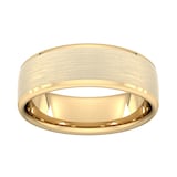 Goldsmiths 7mm D Shape Heavy Polished Chamfered Edges With Matt Centre Wedding Ring In 18 Carat Yellow Gold - Ring Size V