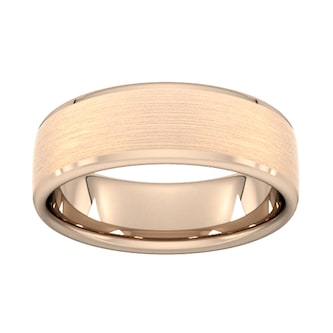 Goldsmiths 7mm D Shape Heavy Polished Chamfered Edges With Matt Centre Wedding Ring In 18 Carat Rose Gold
