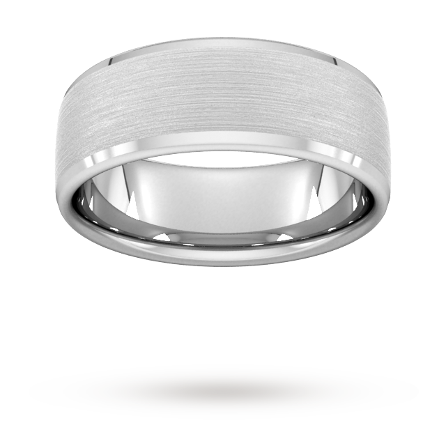 8mm D Shape Standard Polished Chamfered Edges With Matt Centre Wedding Ring In Platinum - Ring Size K