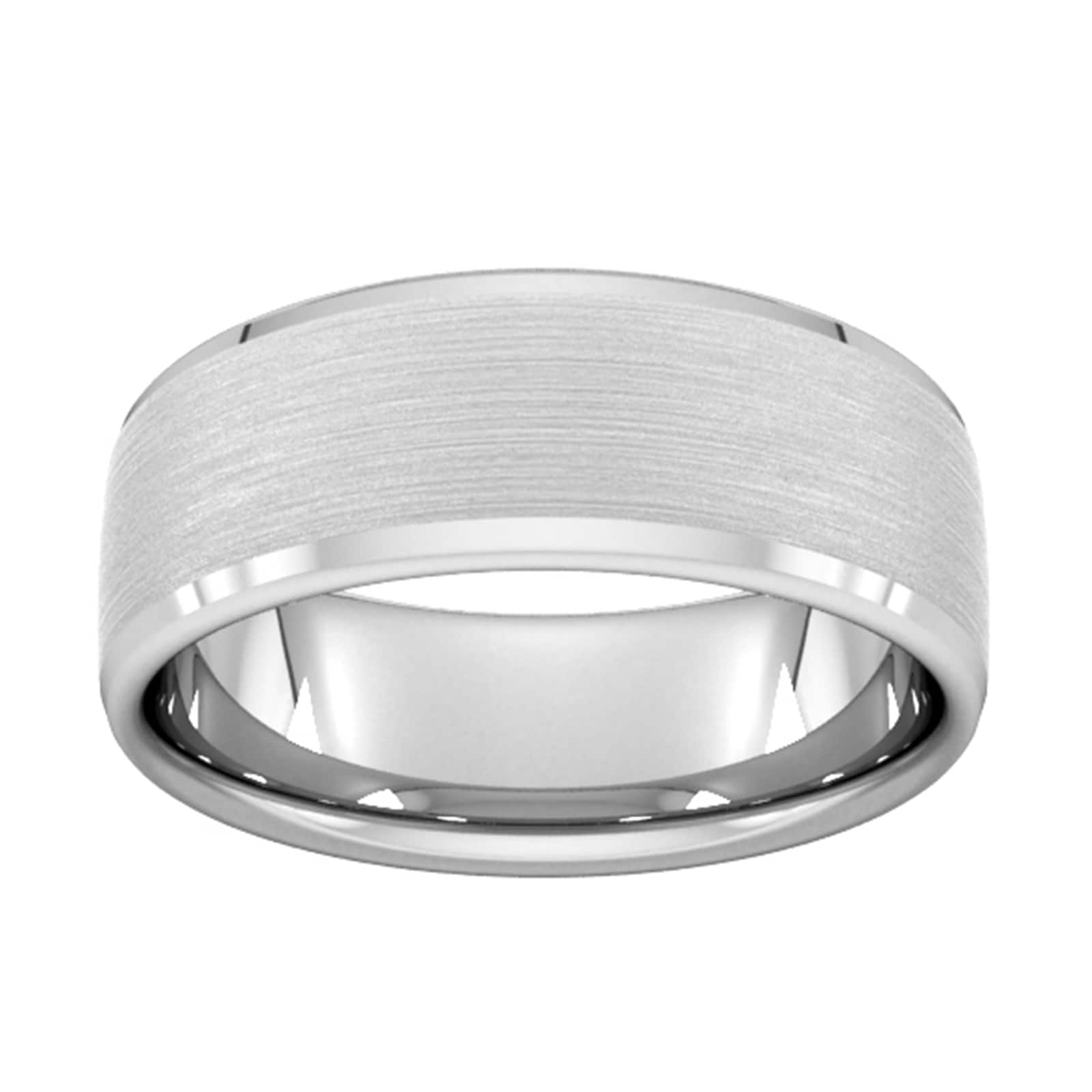 8mm D Shape Heavy Polished Chamfered Edges With Matt Centre Wedding Ring In Platinum - Ring Size T