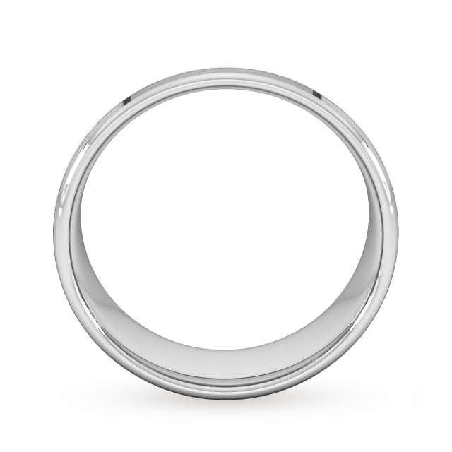 Goldsmiths 8mm D Shape Heavy Polished Chamfered Edges With Matt Centre Wedding Ring In 950  Palladium - Ring Size Y