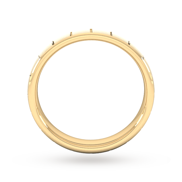 Goldsmiths 4mm Slight Court Standard Vertical Lines Wedding Ring In 9 Carat Yellow Gold