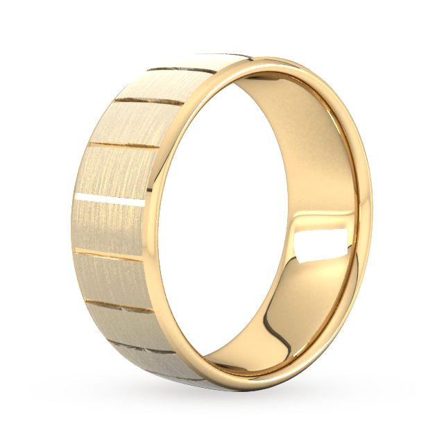 Goldsmiths 8mm Slight Court Heavy Vertical Lines Wedding Ring In 9 Carat Yellow Gold