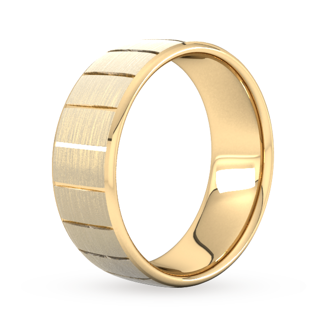 Goldsmiths 8mm Slight Court Heavy Vertical Lines Wedding Ring In 9 Carat Yellow Gold - Ring Size Q