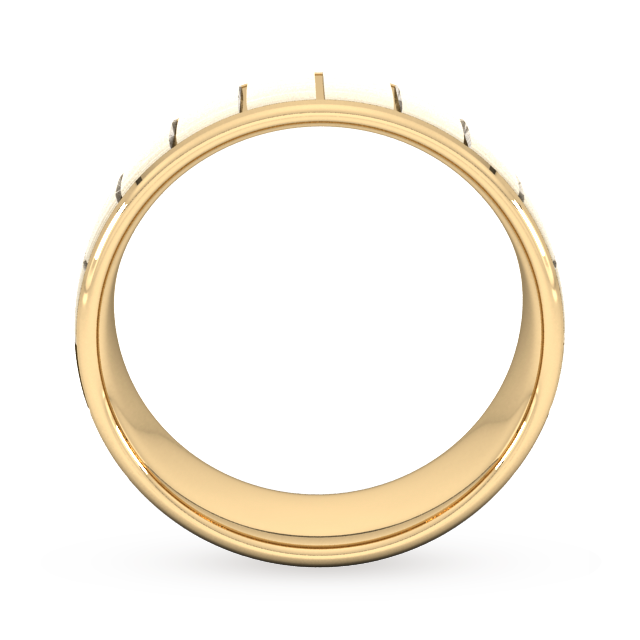 Goldsmiths 8mm Slight Court Heavy Vertical Lines Wedding Ring In 9 Carat Yellow Gold - Ring Size Q
