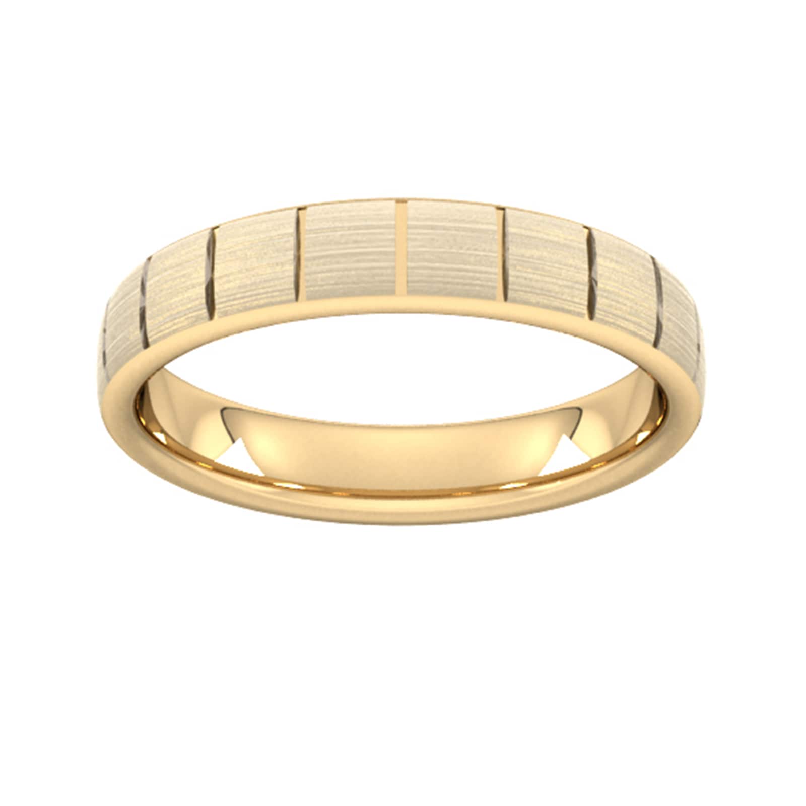 4mm Slight Court Extra Heavy Vertical Lines Wedding Ring In 9 Carat Yellow Gold - Ring Size V