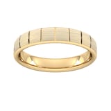 Goldsmiths 4mm Slight Court Extra Heavy Vertical Lines Wedding Ring In 9 Carat Yellow Gold