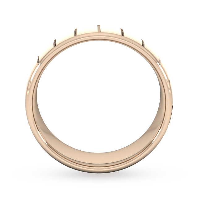 Goldsmiths 7mm Slight Court Standard Vertical Lines Wedding Ring In 9 Carat Rose Gold