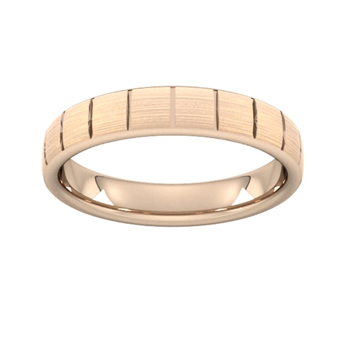 Goldsmiths 4mm Slight Court Heavy Vertical Lines Wedding Ring In 9 Carat Rose Gold