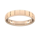 Goldsmiths 4mm Slight Court Heavy Vertical Lines Wedding Ring In 9 Carat Rose Gold