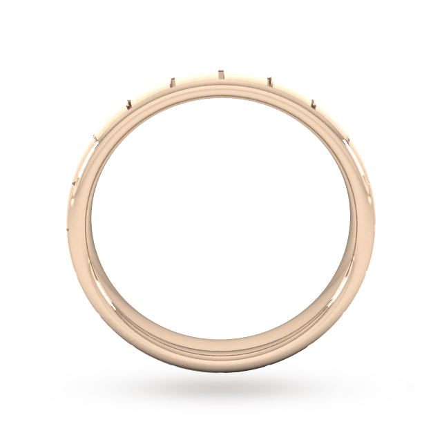 Goldsmiths 4mm Slight Court Heavy Vertical Lines Wedding Ring In 9 Carat Rose Gold