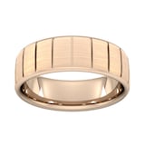 Goldsmiths 7mm Slight Court Heavy Vertical Lines Wedding Ring In 9 Carat Rose Gold - Ring Size S