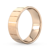 Goldsmiths 8mm Slight Court Heavy Vertical Lines Wedding Ring In 9 Carat Rose Gold - Ring Size Q