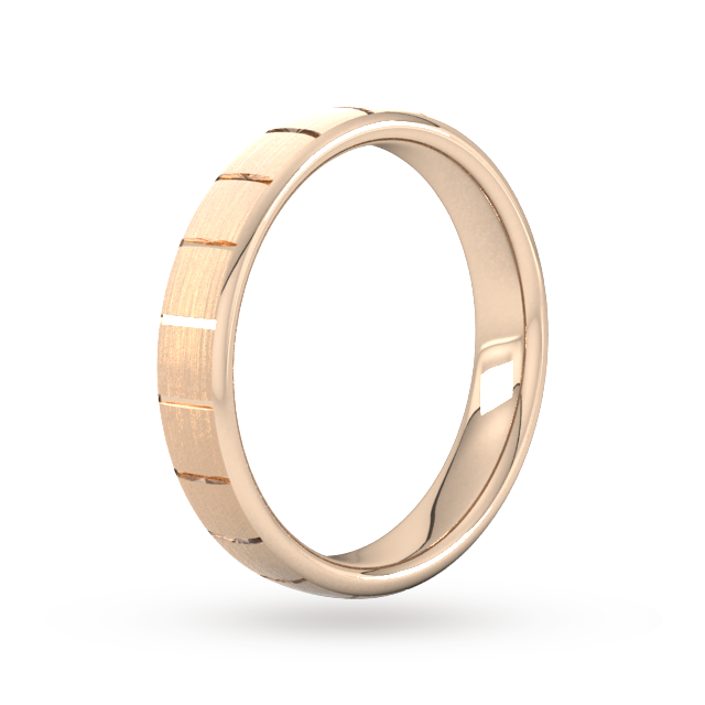 Goldsmiths 4mm Slight Court Extra Heavy Vertical Lines Wedding Ring In 9 Carat Rose Gold