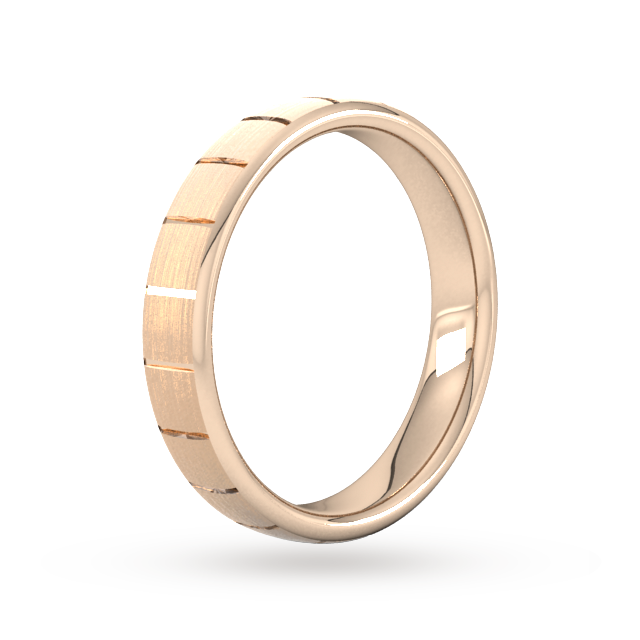 Goldsmiths 4mm Slight Court Extra Heavy Vertical Lines Wedding Ring In 9 Carat Rose Gold - Ring Size Q