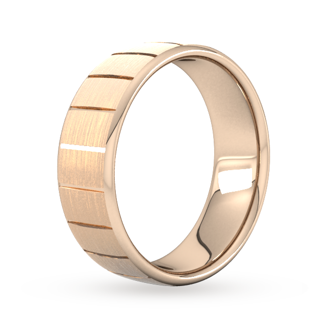 Goldsmiths 7mm Slight Court Extra Heavy Vertical Lines Wedding Ring In 9 Carat Rose Gold