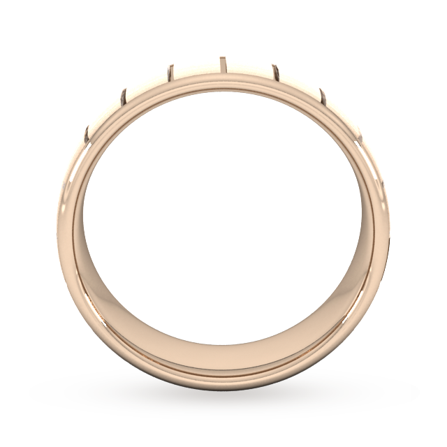 Goldsmiths 7mm Slight Court Extra Heavy Vertical Lines Wedding Ring In 9 Carat Rose Gold